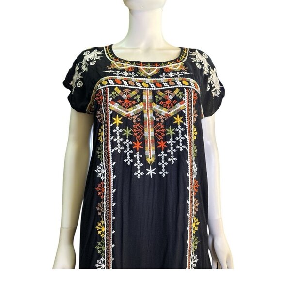 Gibson Latimer Womens Embroidered Black Bohemian Floral Colorful Dress Sz M EUC - Picture 3 of 8